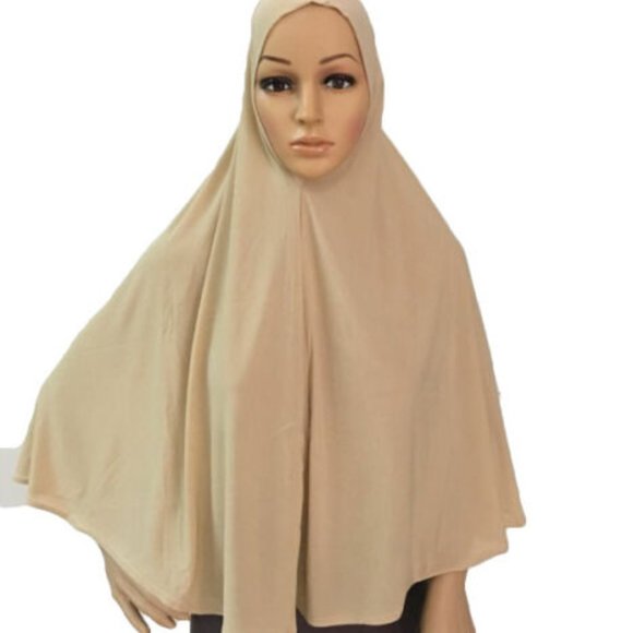 plain large size muslim hijab amira pull on islamic scarf hot sell headscarf - Picture 3 of 3
